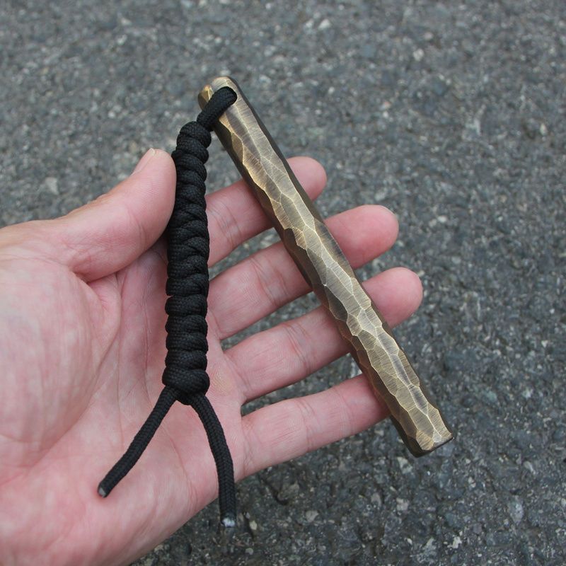 Retro Brass EDC Tool with Hand-polished Stone Pits on The Surface