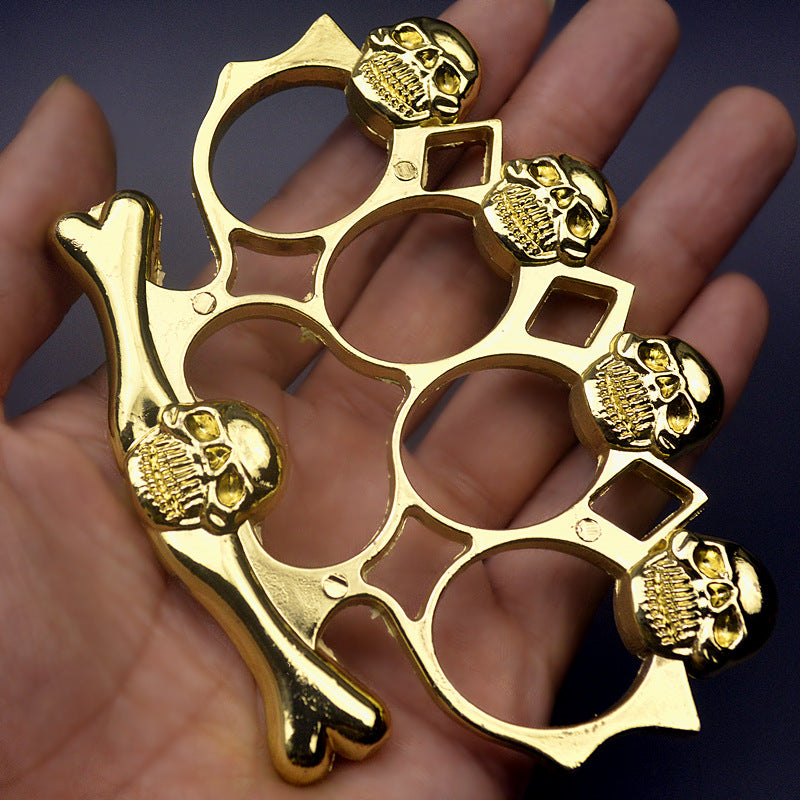 Strong Metal Brass Knuckle Duster Skull Style Four Finger Tiger Outdoor Camping Safety Defense Pocket EDC Tool