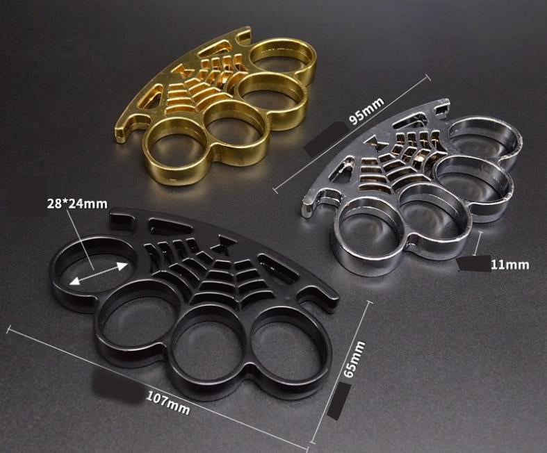 Cobweb Metal Brass Knuckle Duster Fitness Combat Training Self-defense Boxing Buckle Outdoor Boxing Broken Window