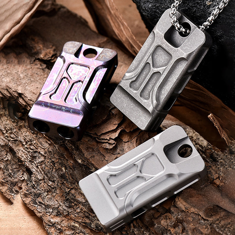 Titanium Pendant Whistle Double Barrel