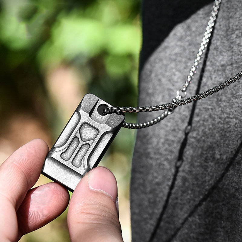 Titanium Pendant Whistle Double Barrel
