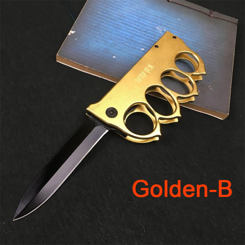 Knuckle Duster Folding Knife Outdoor Self-defense Pocket Knives Window Breaking Tool