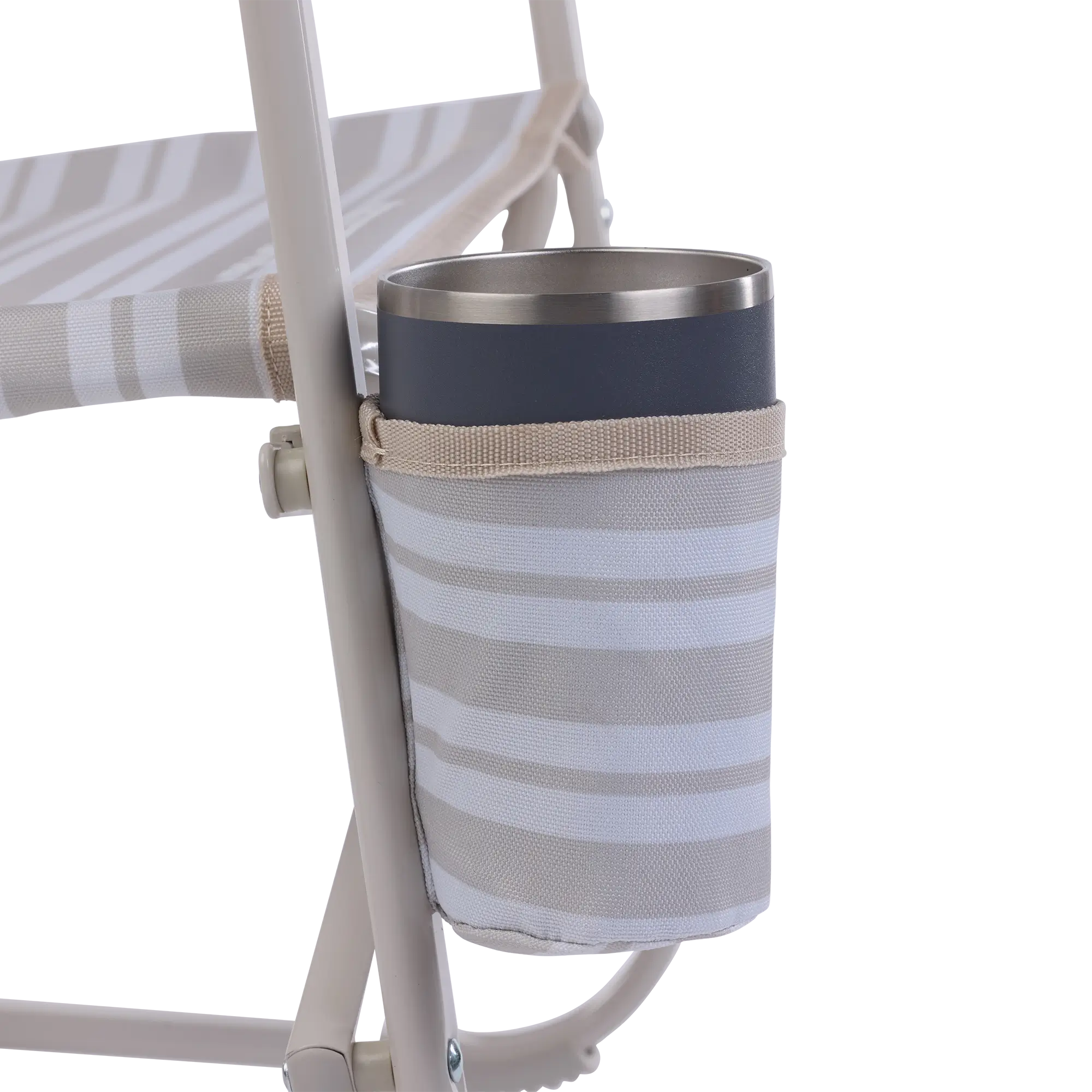 Beach Rocker, Neutral Stripe, Cup Holder