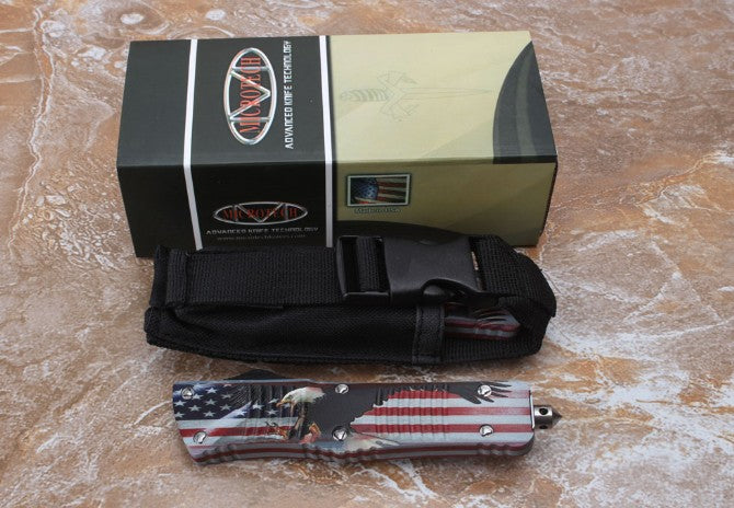 Clad Eagle Whistle Straight Jump Spring Knife