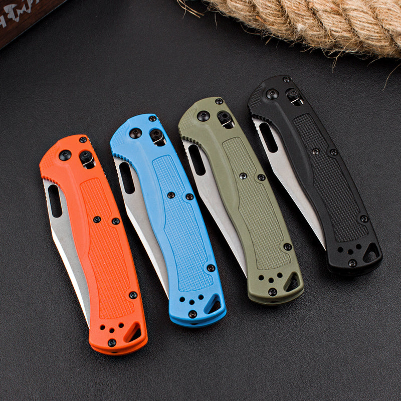 Axis-lock folding knife with fiberglass handle