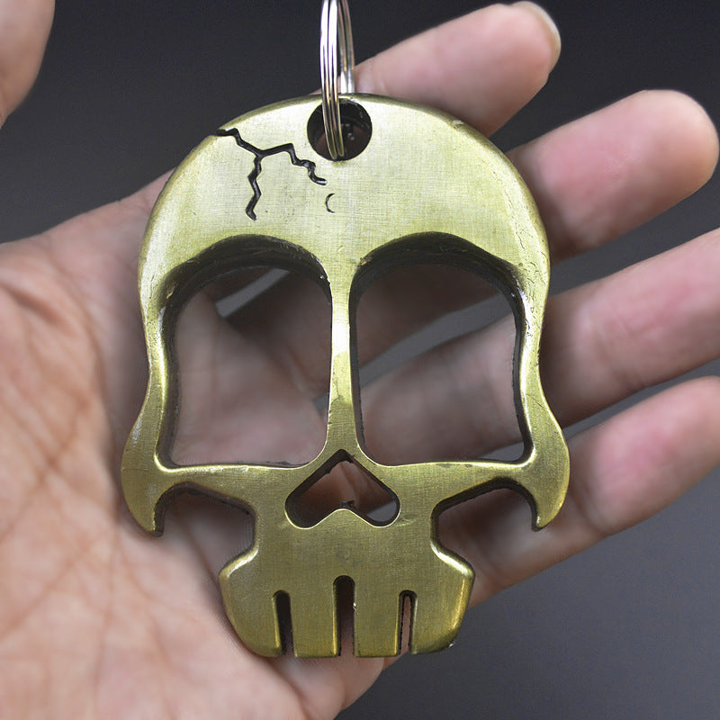 Weighted and Thickened Knuckle Duster Two-finger Boxing Skull Defense Boxing Martial Arts Boxing Buckle Multi-function Bottle Opener