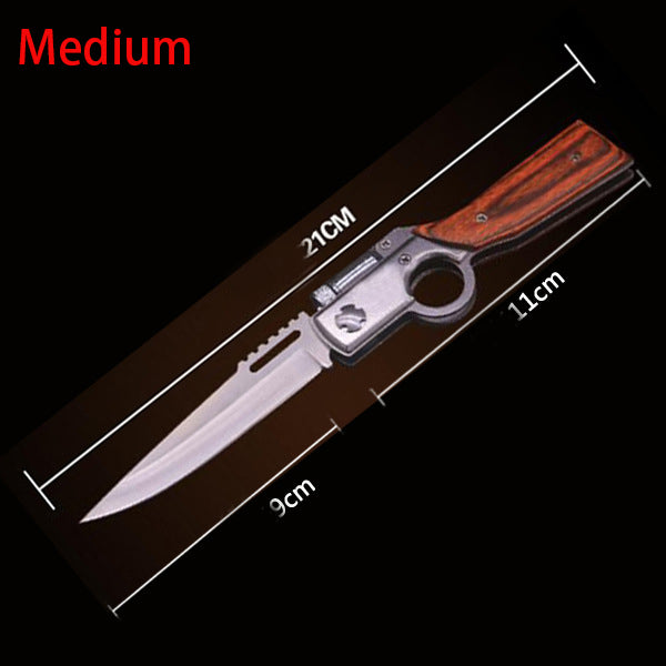 AK47 Folding Knife with Light Colored Wood Textured Pocket knives