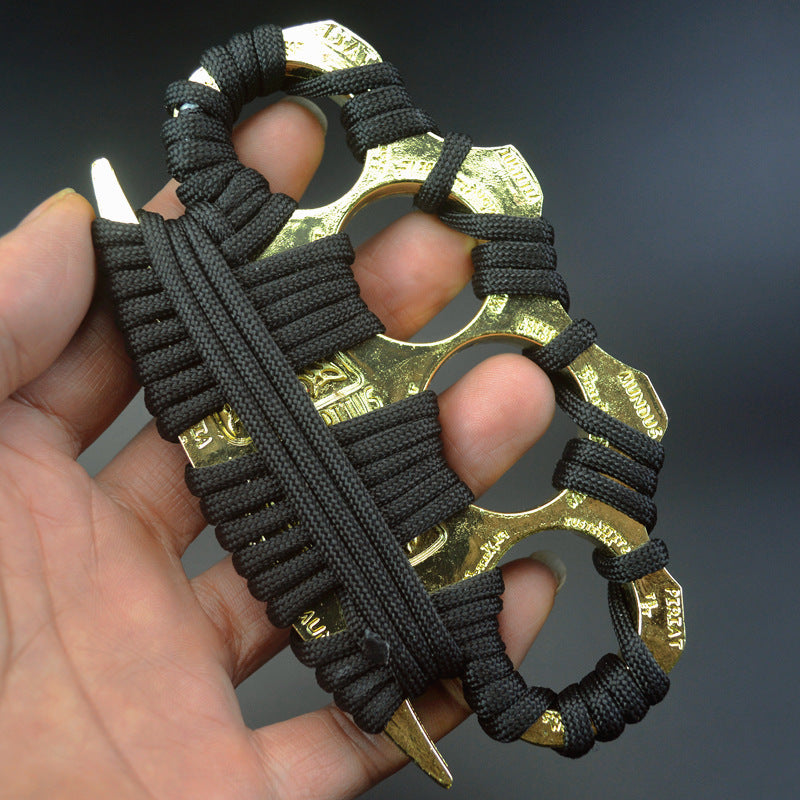 Thickened Metal Solid Brass Knuckles Duster Boxing Training Four Finger Buckle Fitness Broken Window Combat Protective Gear