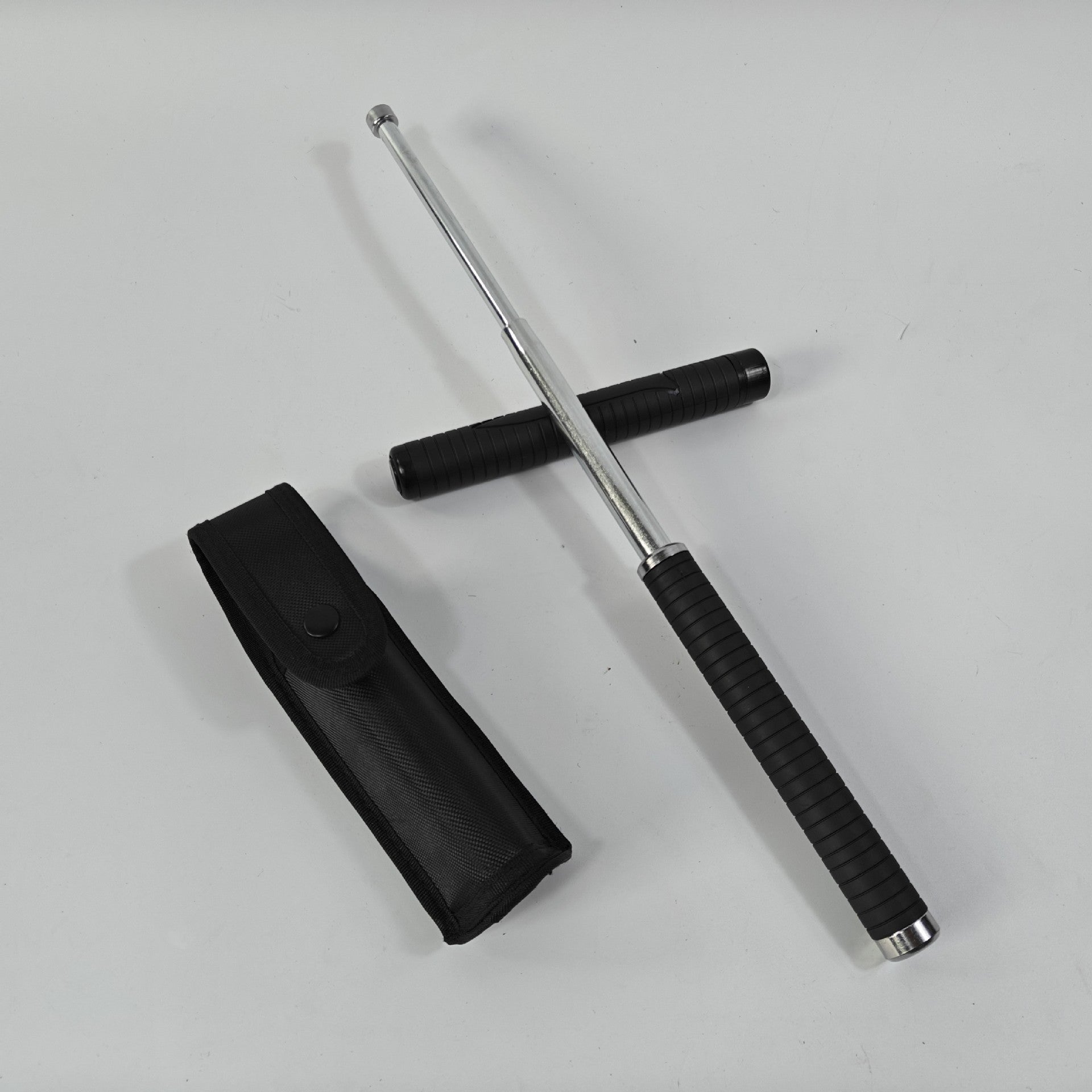 21-inch telescopic baton, expandable baton holster, metal three-section stick, PC plastic rubber self-defense baton, security equipment