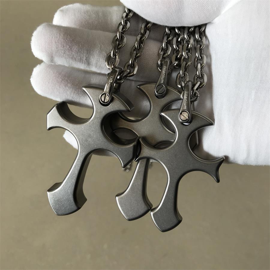 Cross Titanium Knuckle Duster Self-defense Window Breaking EDC Tool