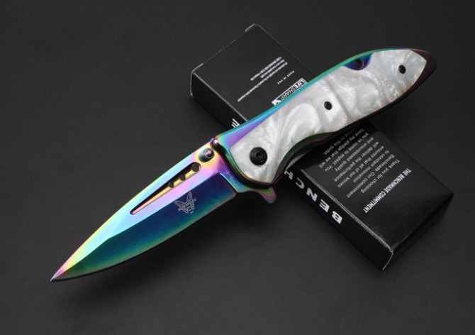 Color titanium quick-opening folding knife