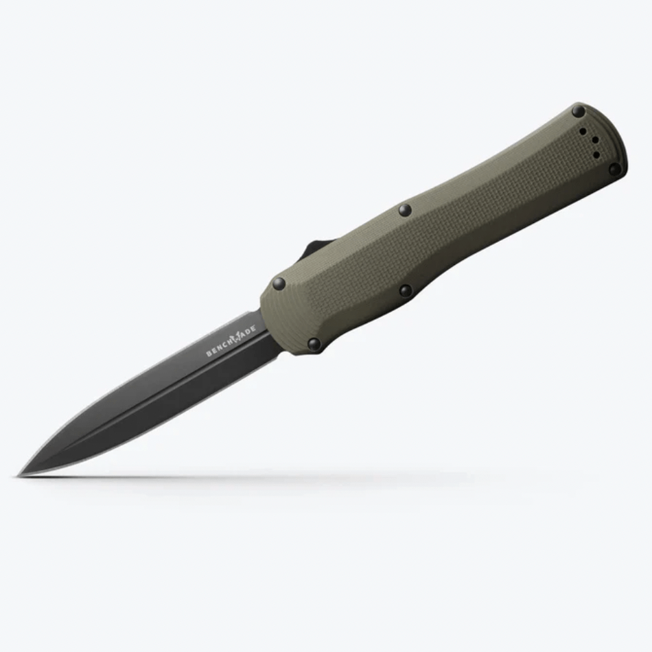Benchmade Autocrat 3400BK‑1 – 3.71" CPM‑S30V Black Dagger Blade, Black & Blue G10 Handle, OTF Automatic Knife