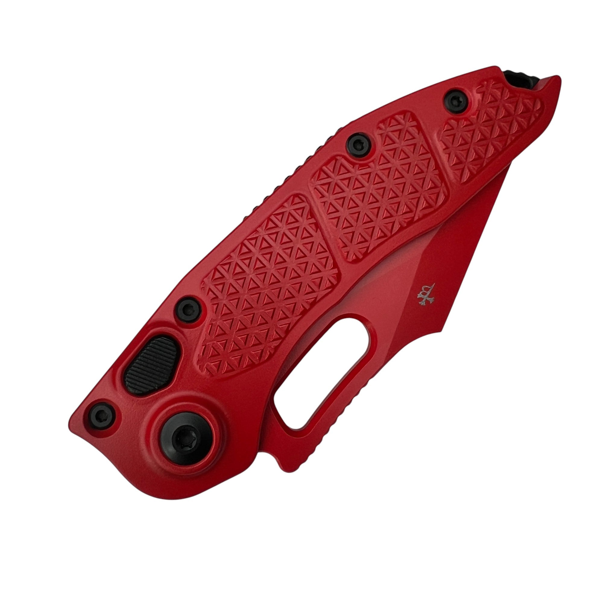 Microtech Stitch Borka Automatic Knife – Red Aluminum Handle, Black Hardware, M390 Blade