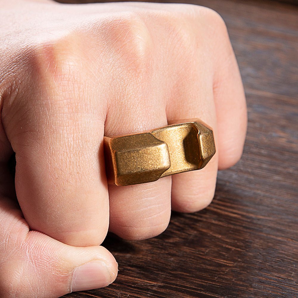 Full Brass Wasteland Style Stonewash Bottle Opener Brass Knuckles - Cakra EDC Gadgets