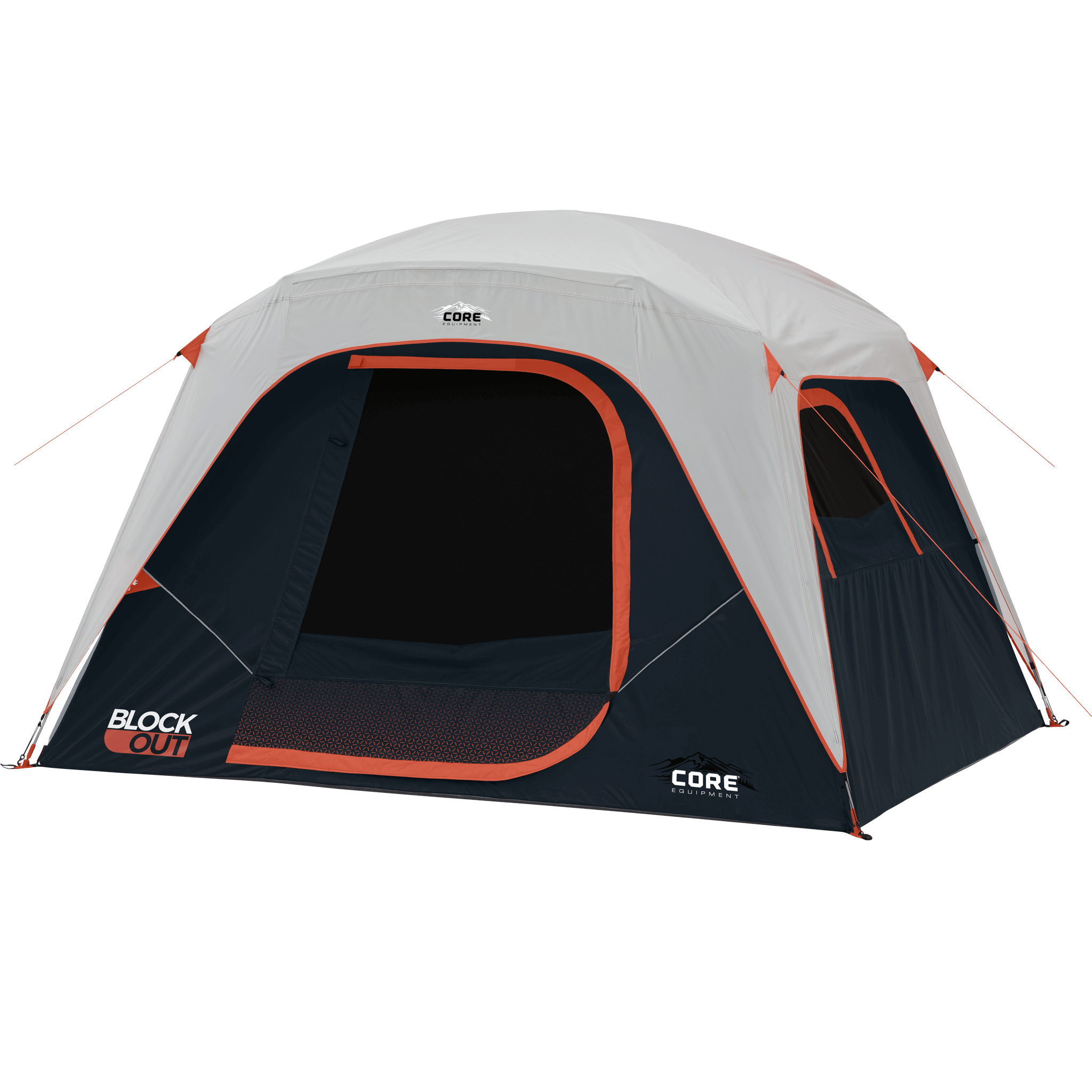 CORE 6 person Blockout dome tent with water-resistant rainfly, taped seams, and advanced sun-blocking fabric.