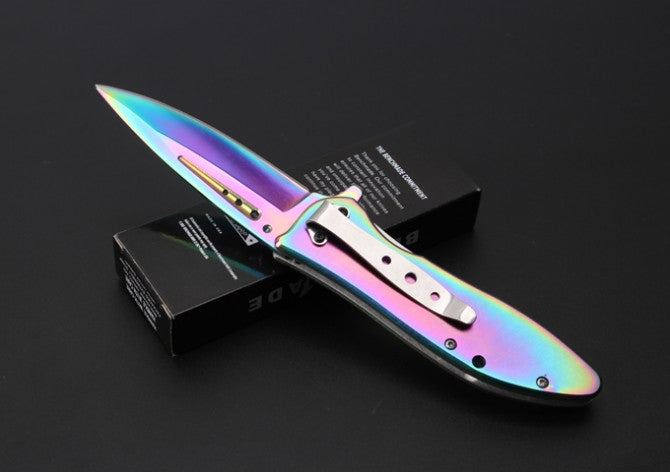 Color titanium quick-opening folding knife
