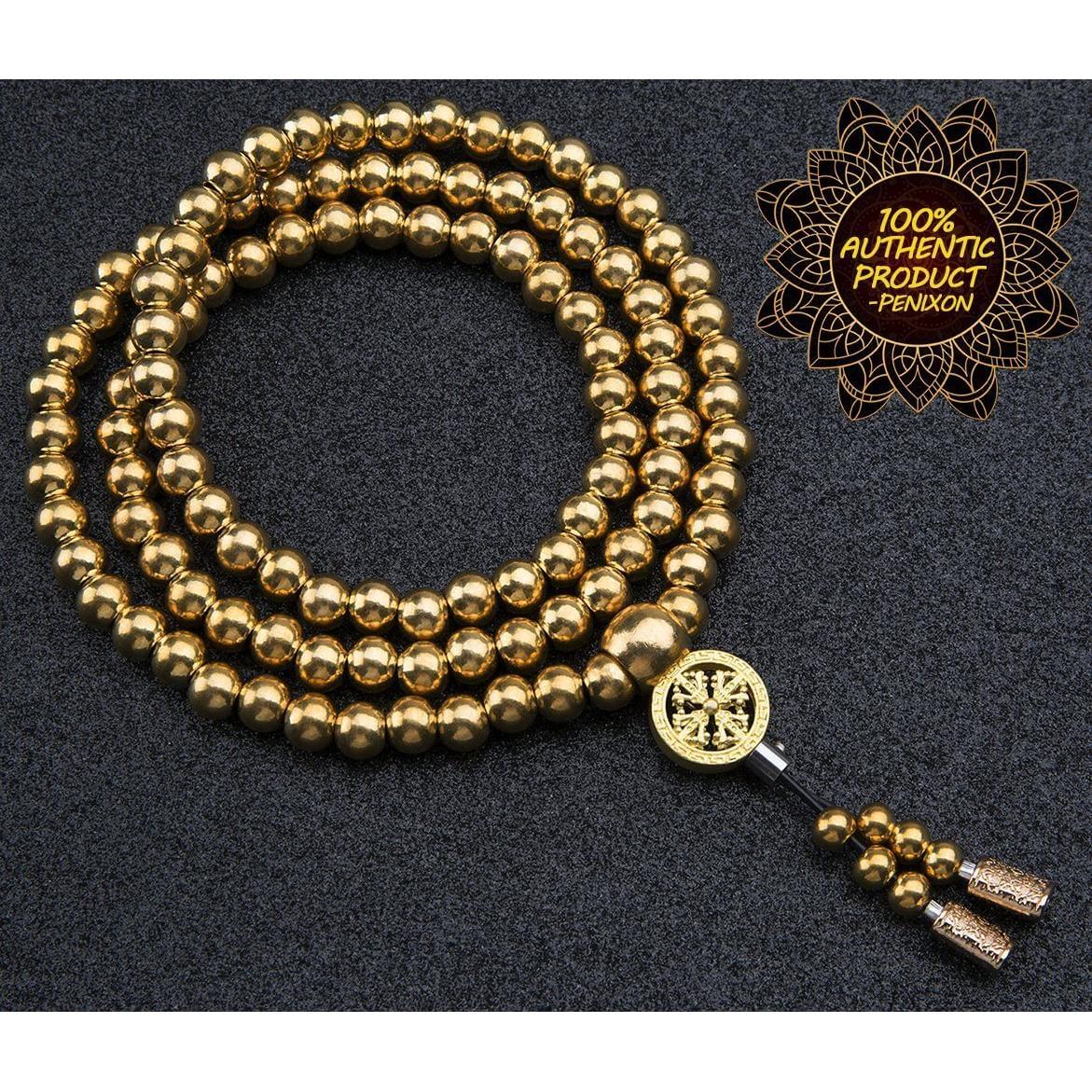 Full Brass Buddha Beads Self Defense Beads Mala Necklace