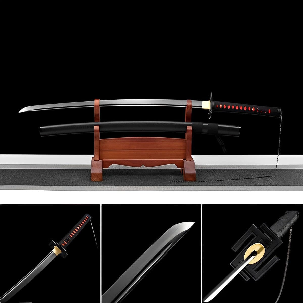 boxkatana Hand Forged Anime Bleach Ichigo Bankai Sword Tensa Zangetsu Hand Polished Spring Steel Black Blade