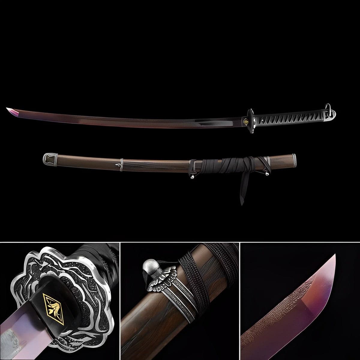 boxkatana Hand Forged Anime Katana Sekiro: Shadows Die Twice Undead Cut High Manganese Steel Red Blade