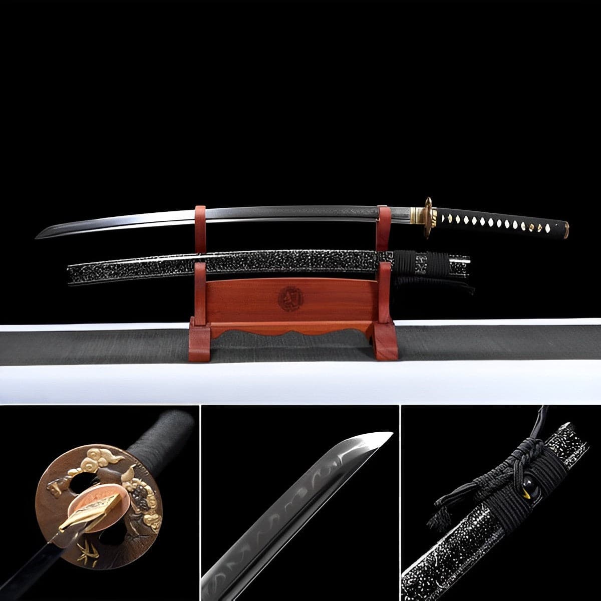 boxkatana Hand Forged Japanese Samurai Katana Auspicious Clouds &Beasts T10 Turns the soil to burn blade