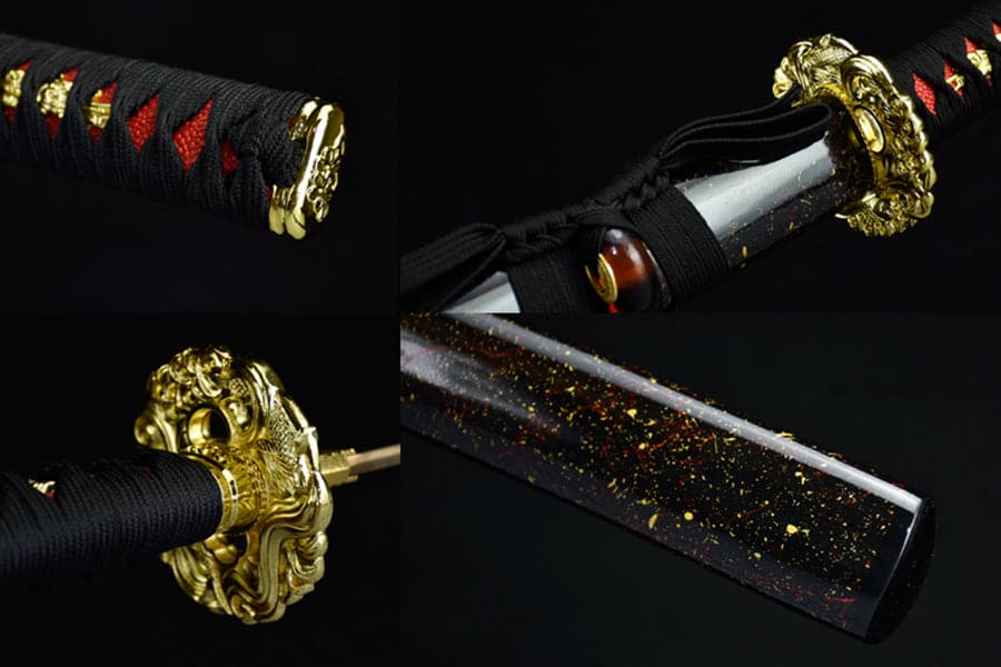 boxkatana Hand Forged Japanese Samurai Katana Bare Gold T10 Carbon steel Blade baking gold