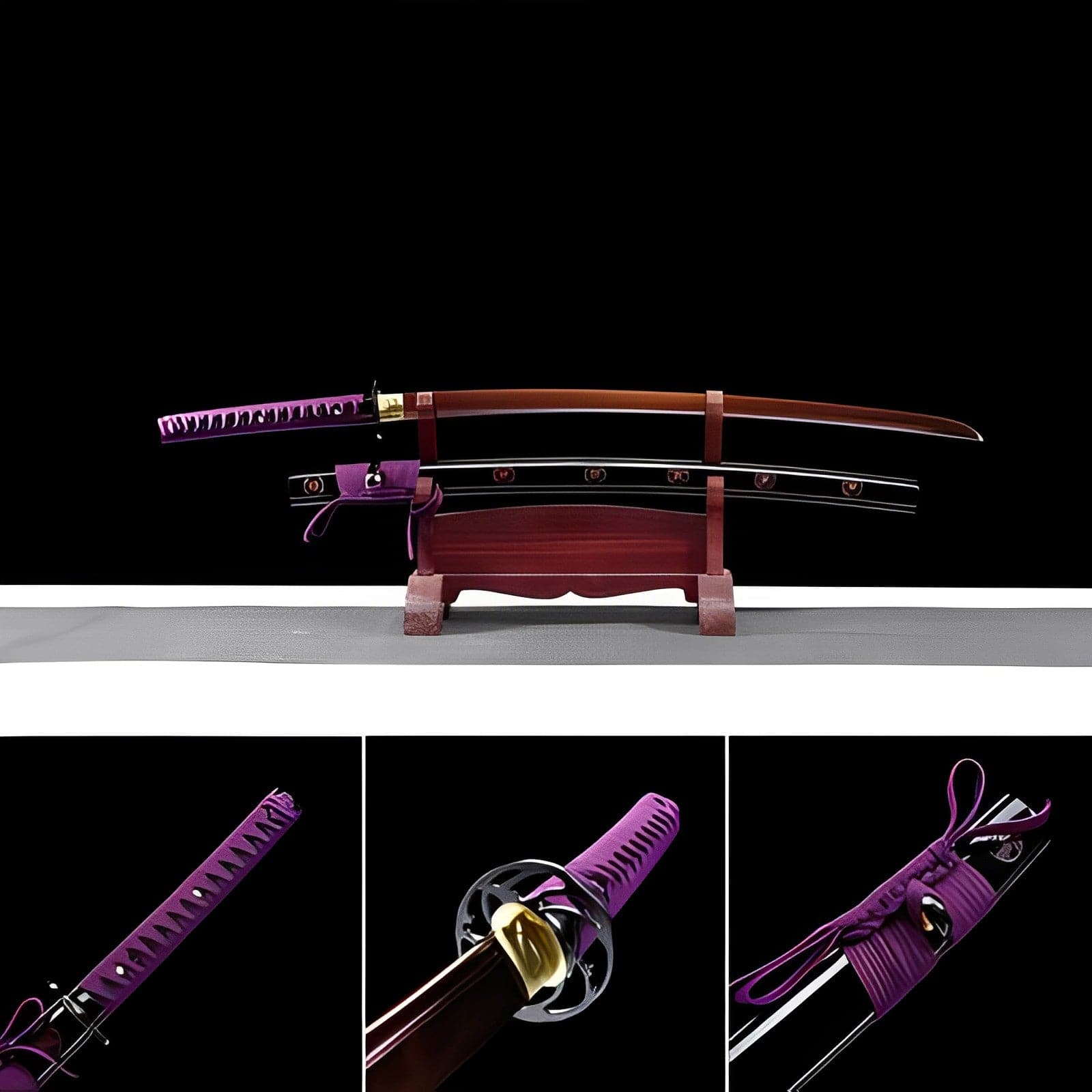 boxkatana Hand Forged Japanese Samurai Katana Bauhinia 9260 Spring Stee Purple Blade