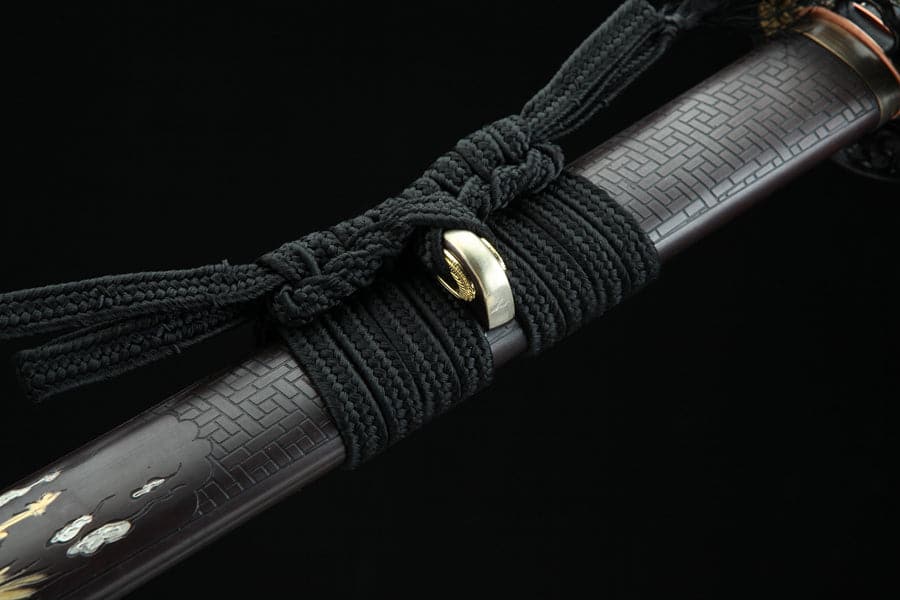 boxkatana Hand Forged Japanese Samurai Katana Double Dragon Pattern Steel