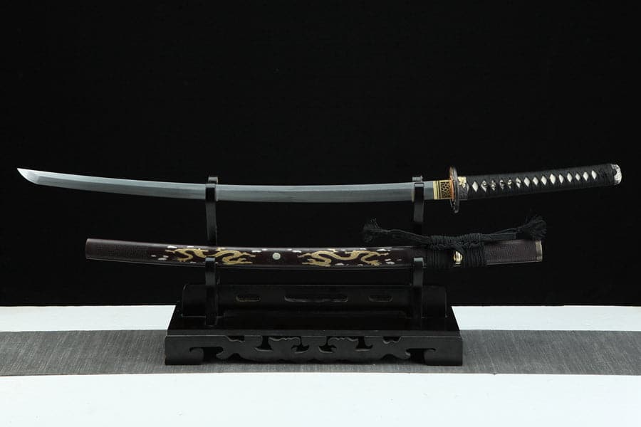 boxkatana Hand Forged Japanese Samurai Katana Double Dragon Pattern Steel