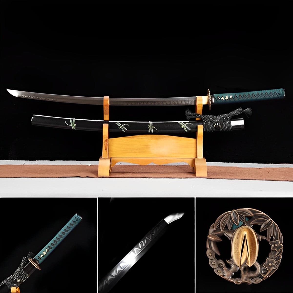 boxkatana Hand Forged Japanese Samurai Katana Dragonfly Specialty leaf pattern burnishing blade