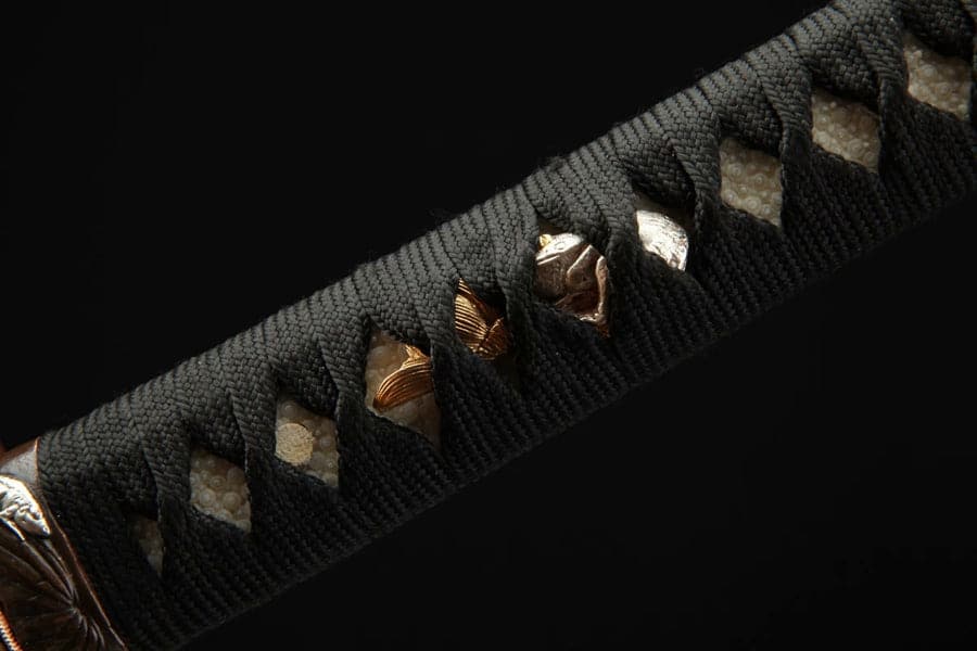 boxkatana Hand Forged Japanese Samurai Katana Frog Prince Pattern Steel Gilt Silver Guard