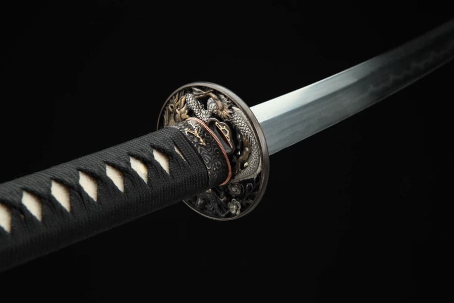 boxkatana Hand Forged Japanese Samurai Katana Green Dragon Blade Plate Pattern Steel Blue