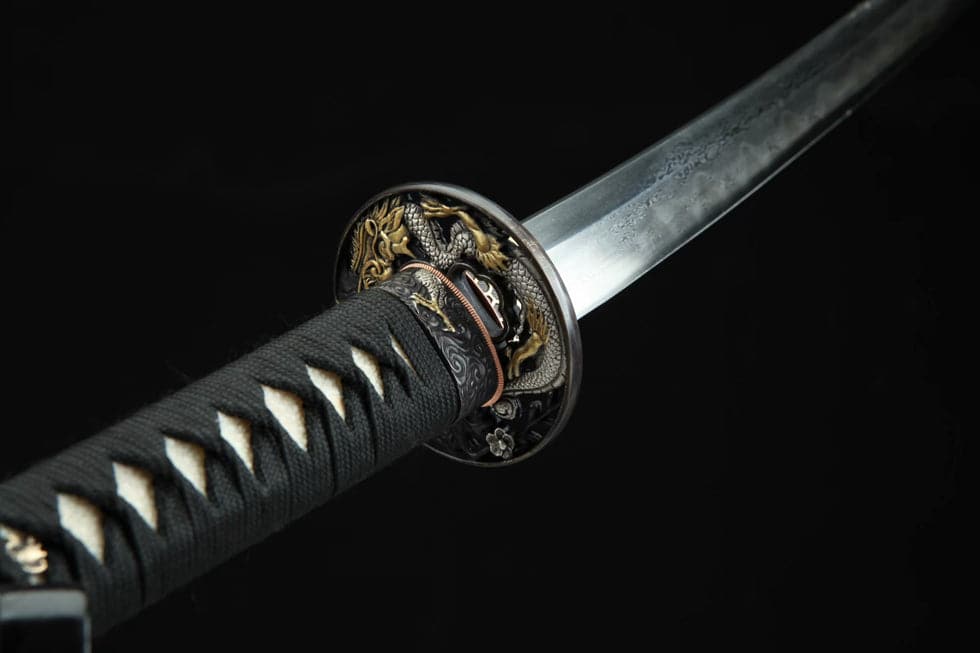 boxkatana Hand Forged Japanese Samurai Katana Green Dragon Pattern Steel Tricolor Copper
