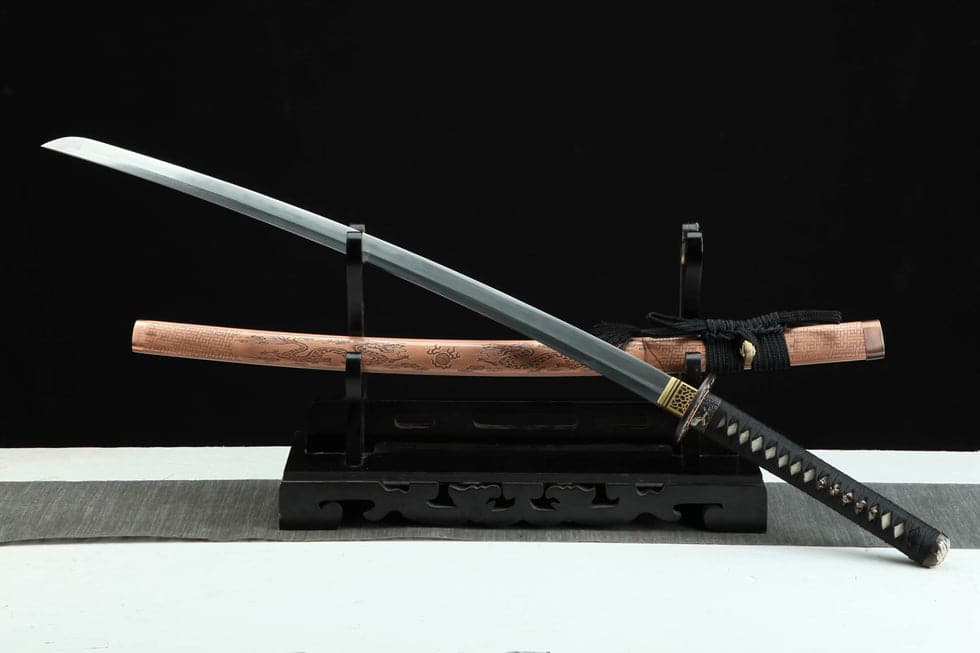boxkatana Hand Forged Japanese Samurai Katana Green Dragon Pattern Steel Tricolor Copper