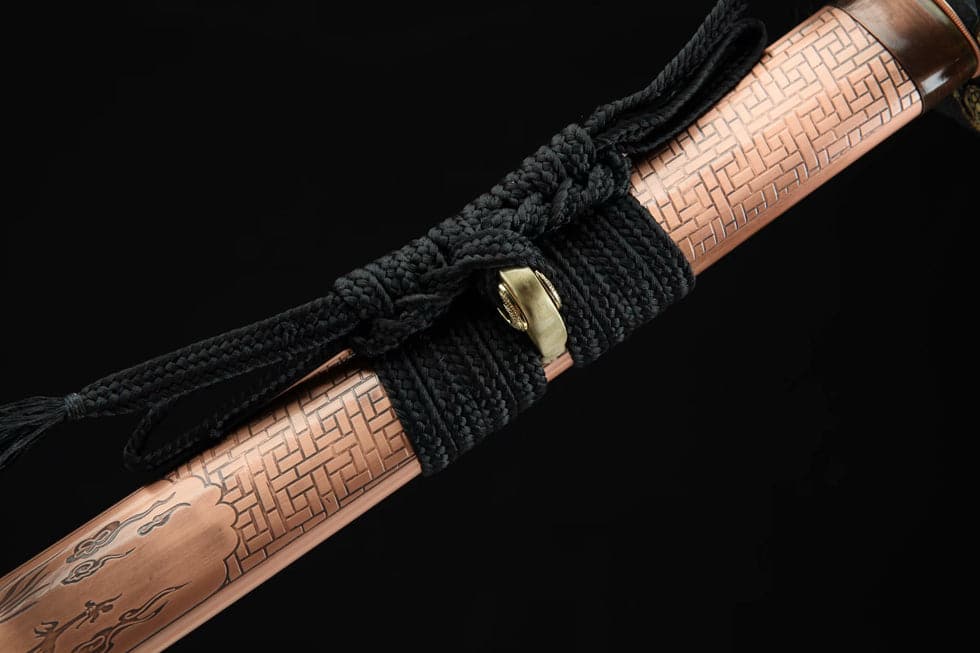 boxkatana Hand Forged Japanese Samurai Katana Green Dragon Pattern Steel Tricolor Copper