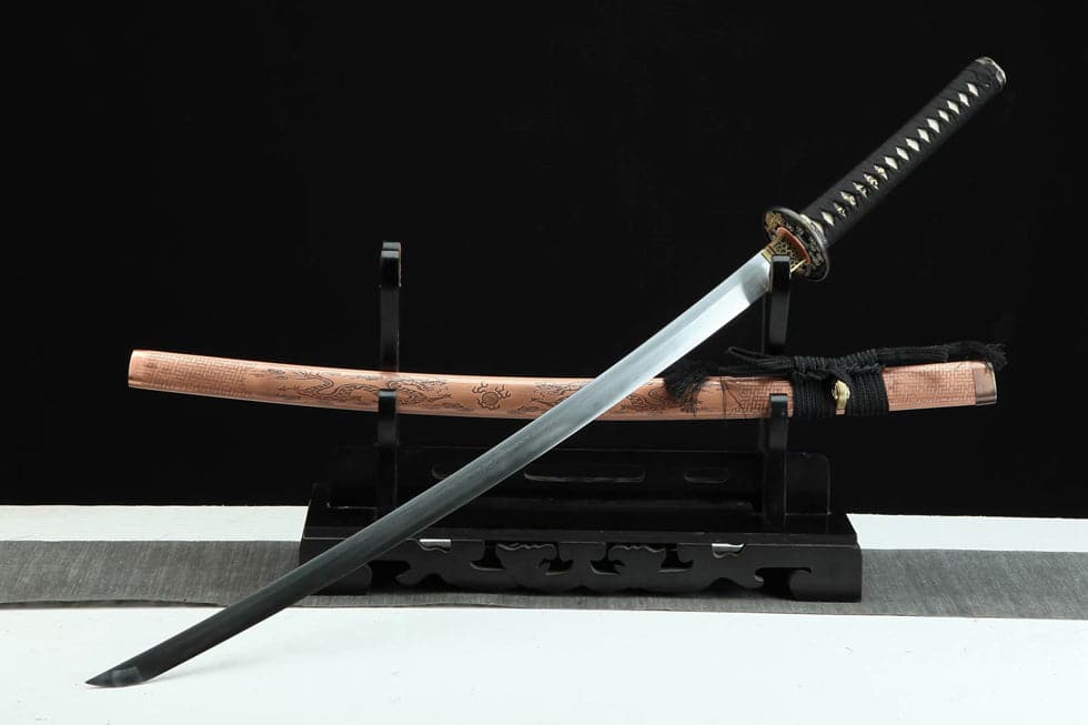 boxkatana Hand Forged Japanese Samurai Katana Green Dragon Pattern Steel Tricolor Copper