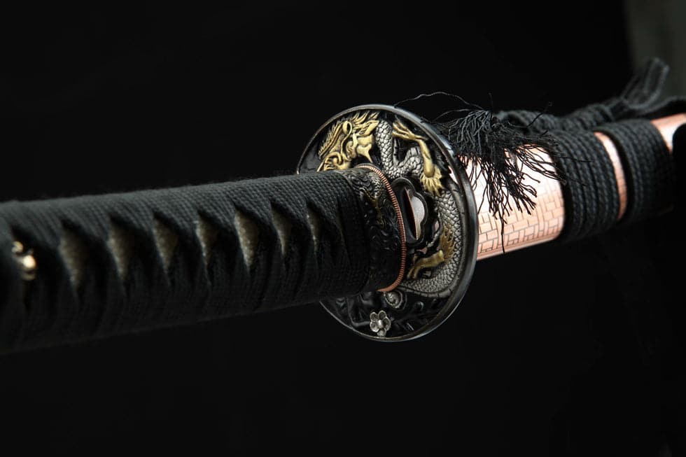boxkatana Hand Forged Japanese Samurai Katana Green Dragon Pattern Steel Tricolor Copper