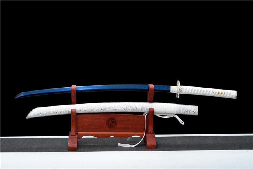 boxkatana Hand Forged Japanese Samurai Katana Lobelia High Manganese Steel Baked Blue Blade