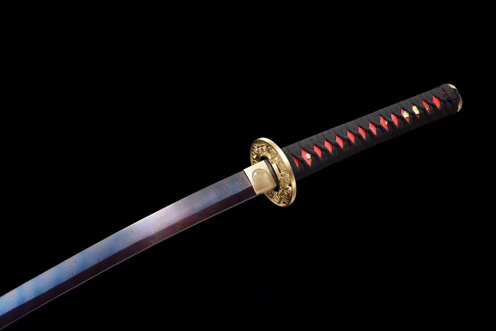 boxkatana Hand Forged Japanese Samurai Katana Naraka:Bladepoint Pattern Steel Blade baking blue