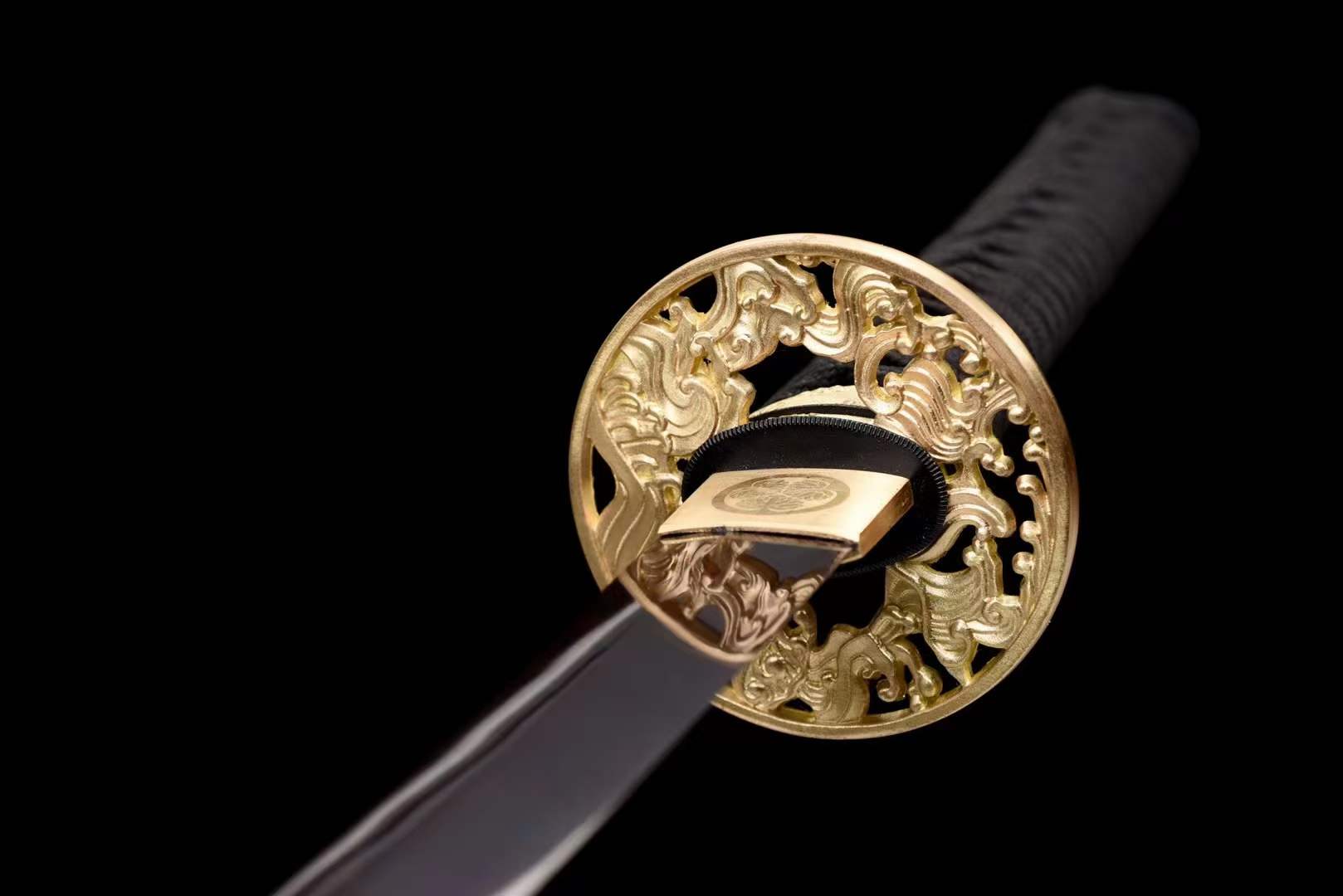 boxkatana Hand Forged Japanese Samurai Katana Naraka:Bladepoint Pattern Steel Blade baking blue