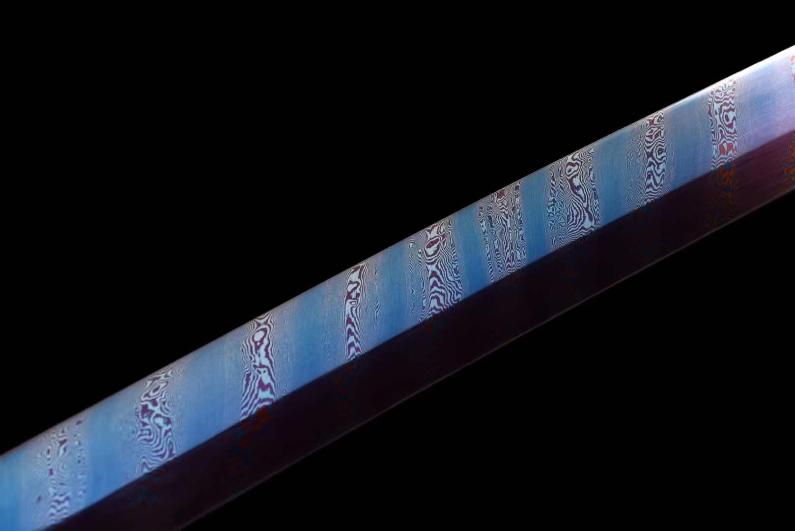 boxkatana Hand Forged Japanese Samurai Katana Naraka:Bladepoint Pattern Steel Blade baking blue