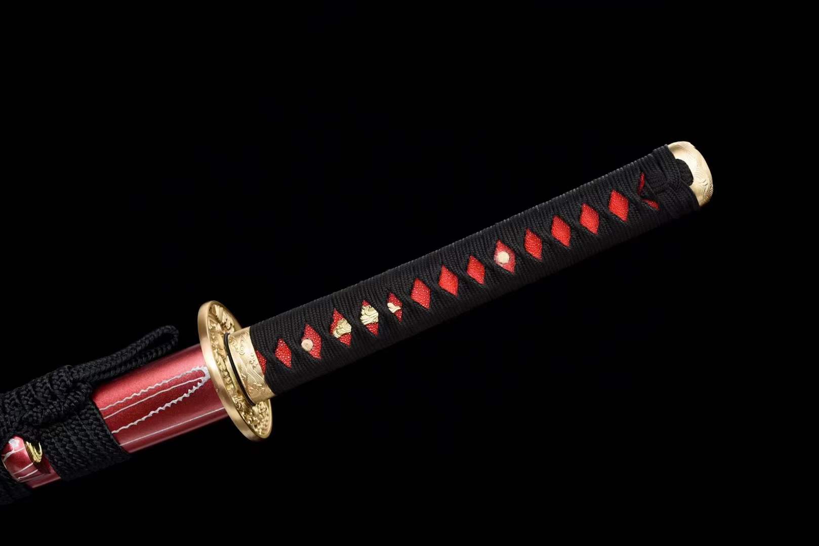 boxkatana Hand Forged Japanese Samurai Katana Naraka:Bladepoint Pattern Steel Blade baking blue