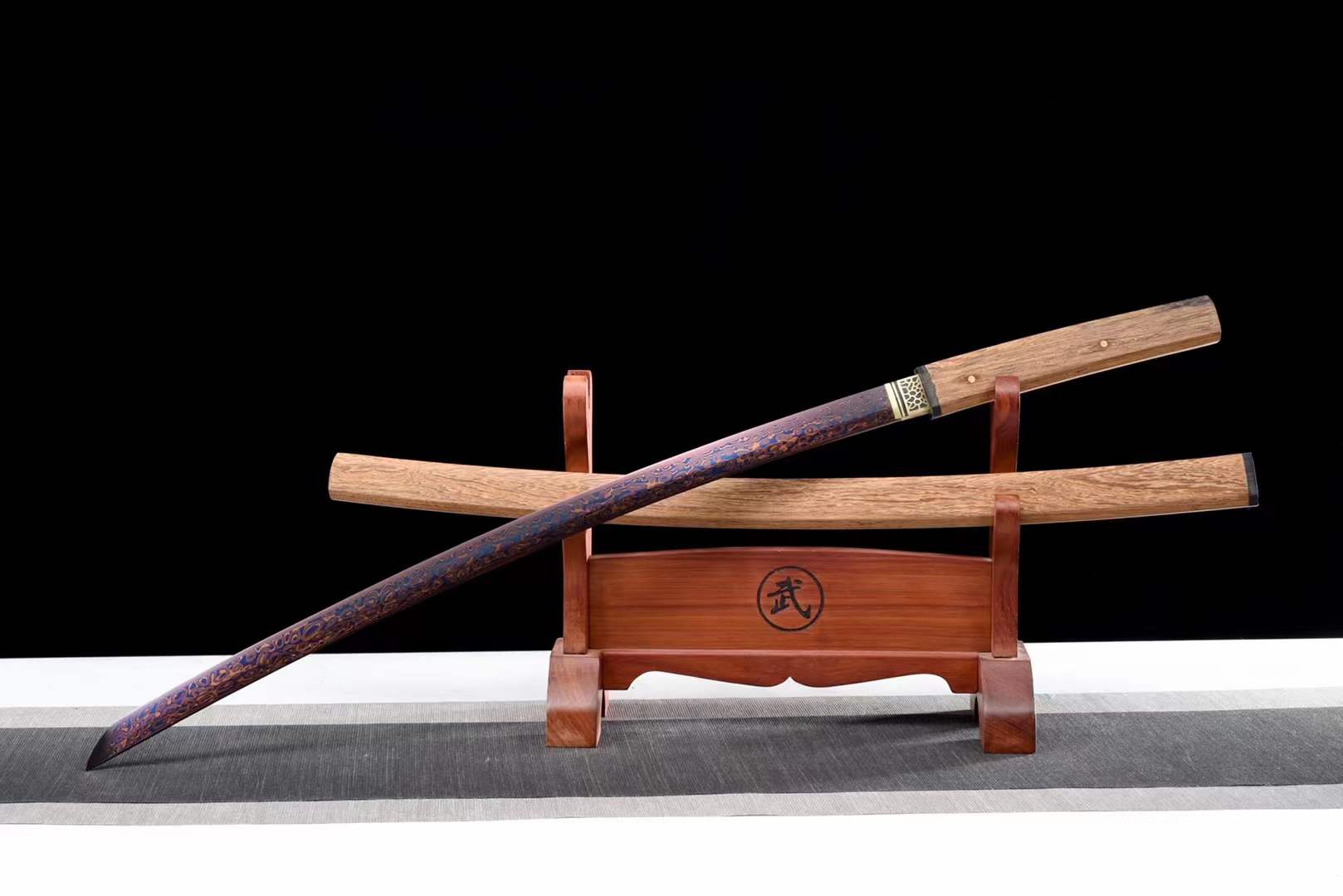 boxkatana Hand Forged Japanese Samurai Katana Night Spectre Damascus Steel Blue blade