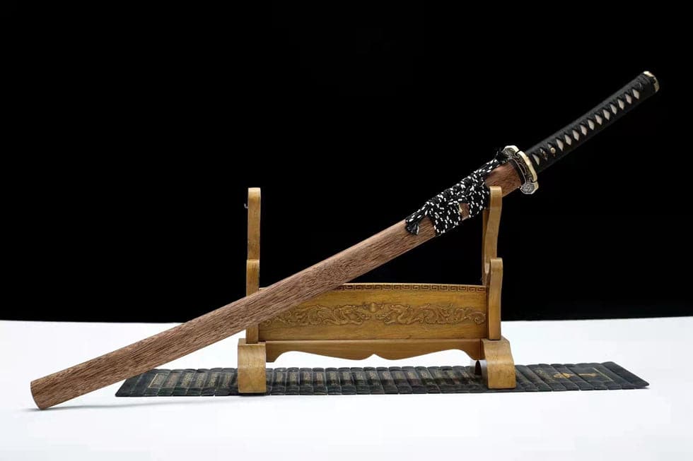 boxkatana Hand Forged Japanese Samurai Katana Qi Gan Pattern Steel Wooden color