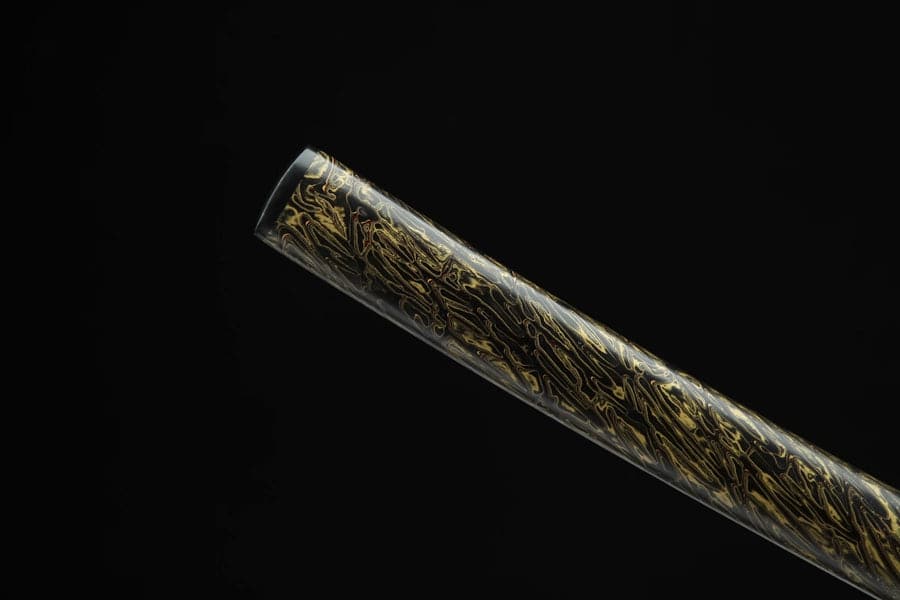 boxkatana Hand Forged Japanese Samurai Katana Sea Wave Cutter Plate Pattern Steel Yellow