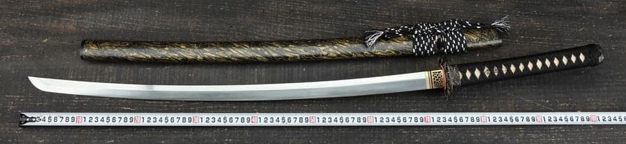 boxkatana Hand Forged Japanese Samurai Katana Sea Wave Cutter Plate Pattern Steel Yellow