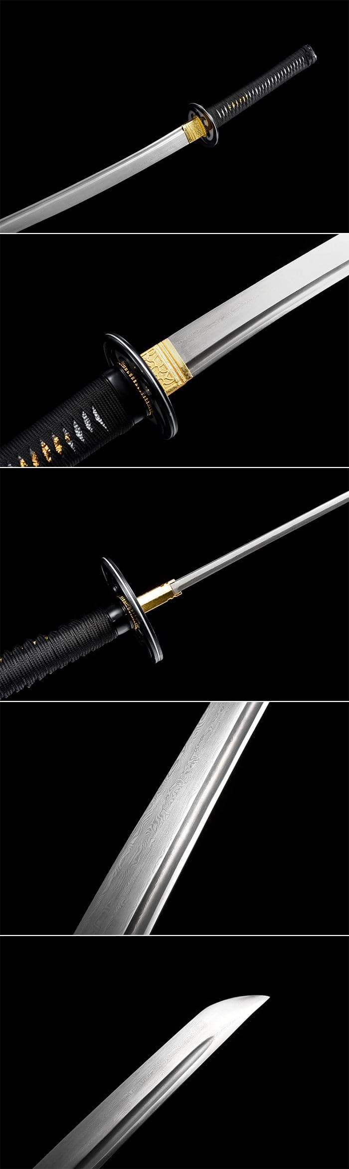 boxkatana Hand Forged Japanese Samurai Katana Silver Wheel Damascus Steel Full Tang