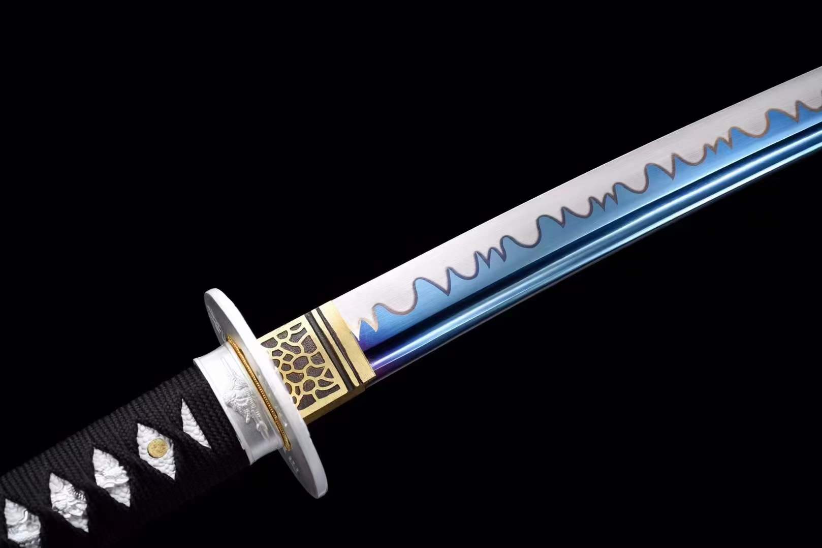 boxkatana Hand Forged Japanese Samurai Katana 知恵を知る Spring Steel Roasted Blue Push Mill