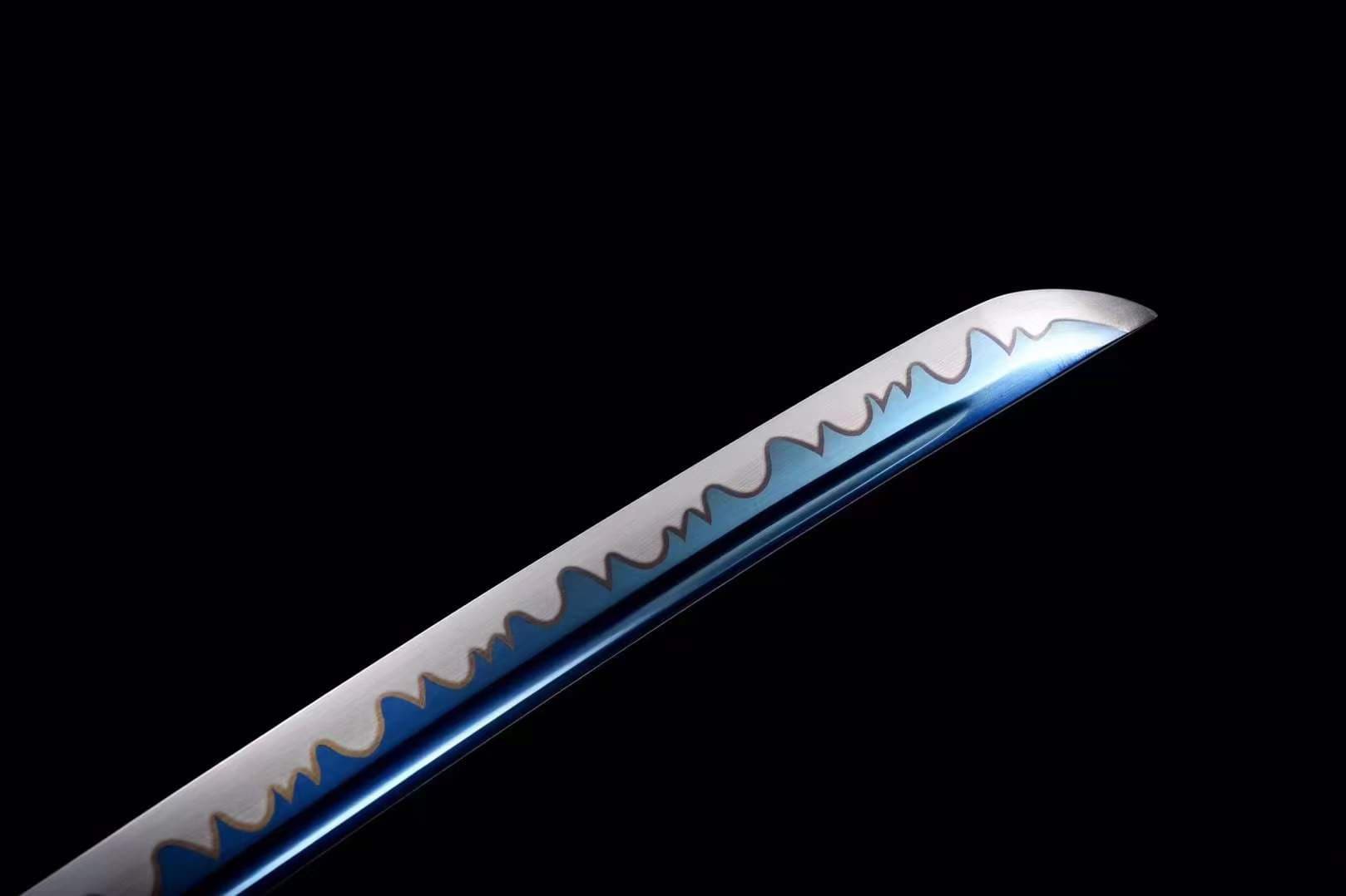 boxkatana Hand Forged Japanese Samurai Katana 知恵を知る Spring Steel Roasted Blue Push Mill