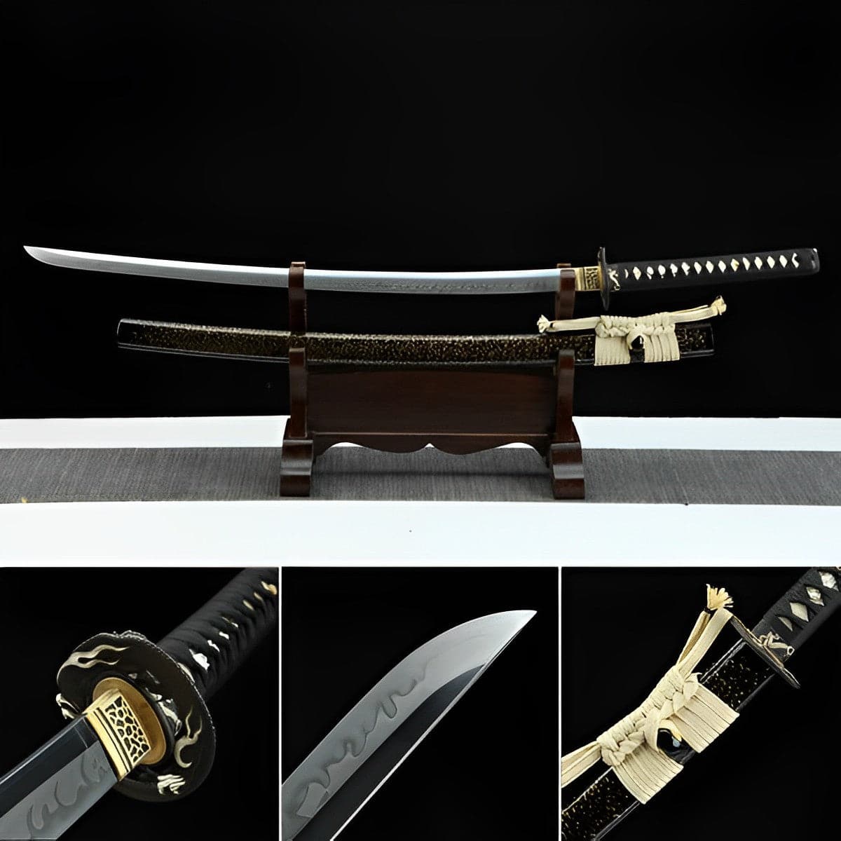 boxkatana Hand Forged Japanese Samurai Katana T10 Real Yokote Pure copper gilt silver