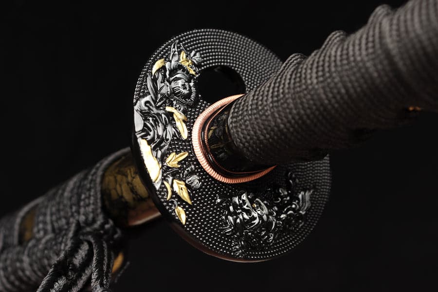 boxkatana Hand Forged Japanese Samurai Katana Yama T8 carbon tool steel Yellow engraved knife sheath
